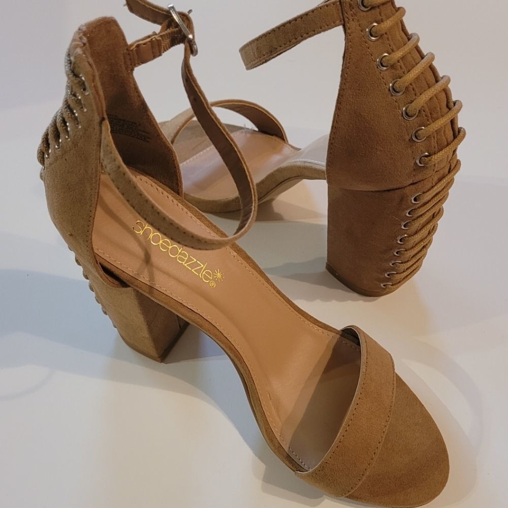 New in Box Shoe Dazzle Tonya boho block faux-suede heel - Picture 2 of 14